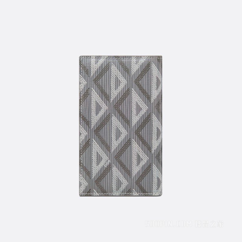 长款双折卡夹 迪奥灰帆布 CD Diamond 图案