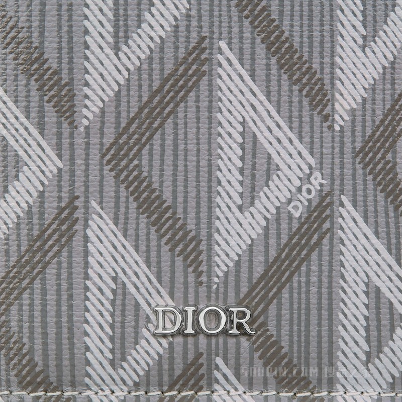 长款双折卡夹 迪奥灰帆布 CD Diamond 图案