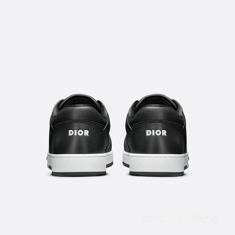 B27 低帮运动鞋 黑色光滑牛皮革和帆布 CD Diamond 图案