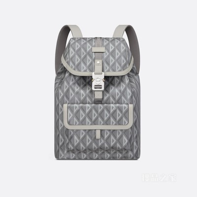 Dior Hit the Road 双肩背包 迪奥灰帆布和光滑牛皮革 CD Diamond 图案