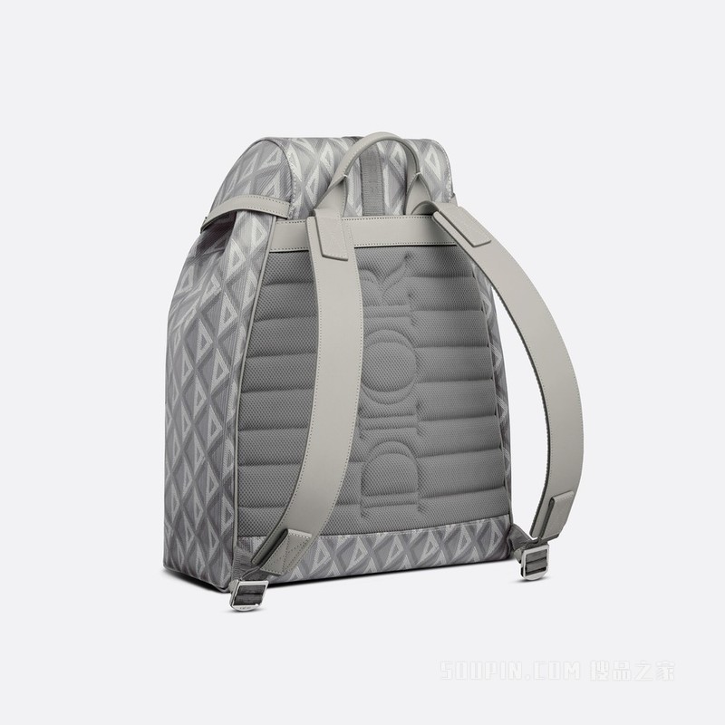 Dior Hit the Road 双肩背包 迪奥灰帆布和光滑牛皮革 CD Diamond 图案