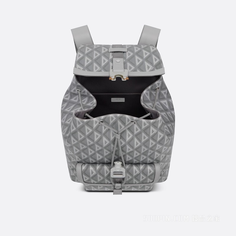 Dior Hit the Road 双肩背包 迪奥灰帆布和光滑牛皮革 CD Diamond 图案