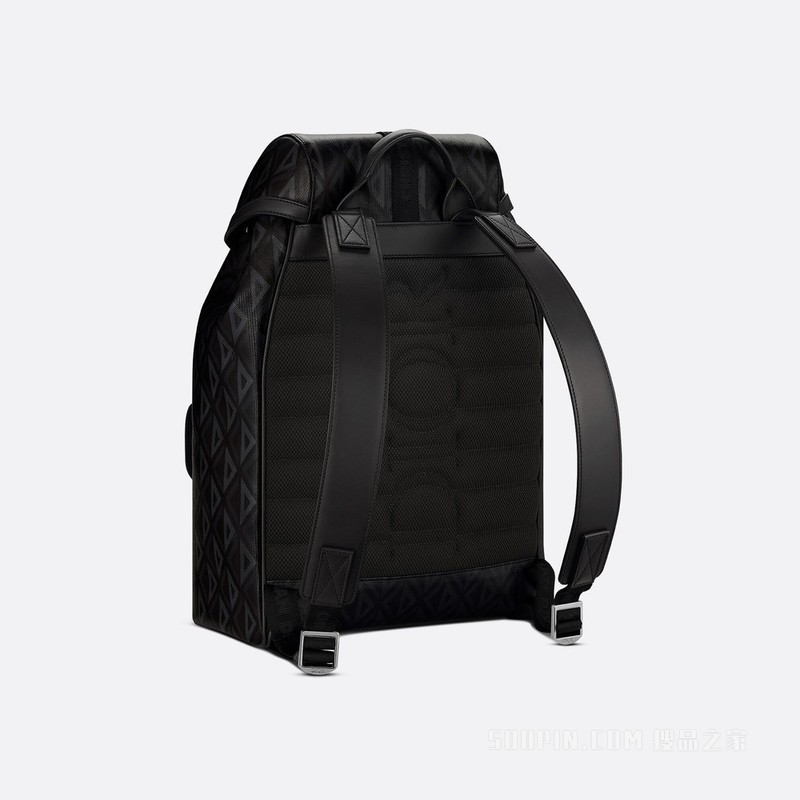 Dior Hit the Road 双肩背包 黑色帆布和光滑牛皮革 CD Diamond 图案