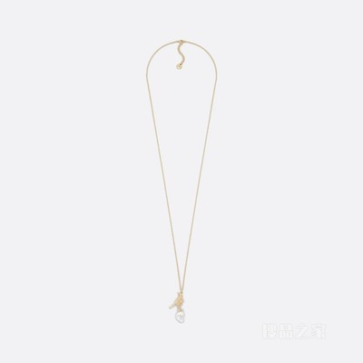 Dior Sevilla Star 长款项链 金色饰面金属, 珍珠和白色树脂珠饰