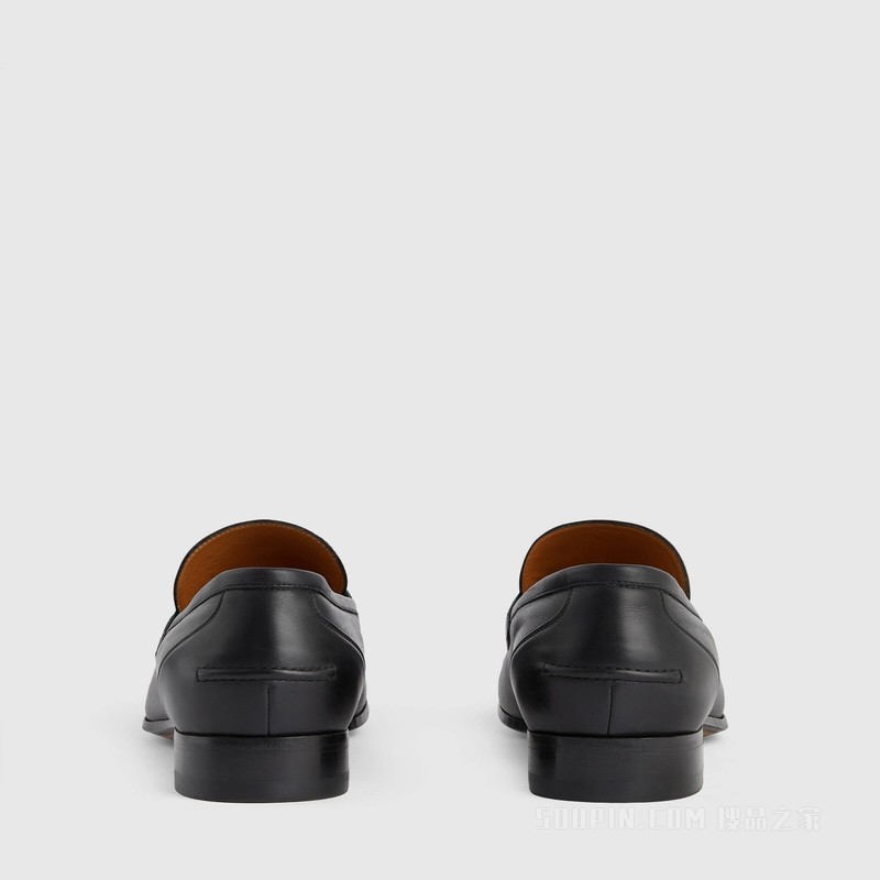 Gucci HA HA HA特别系列饰互扣式双G乐福鞋 黑色皮革