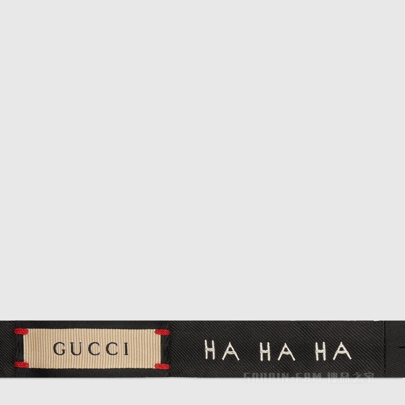 Gucci HA HA HA特别系列方格纹羊毛领结 黑色和象牙白色