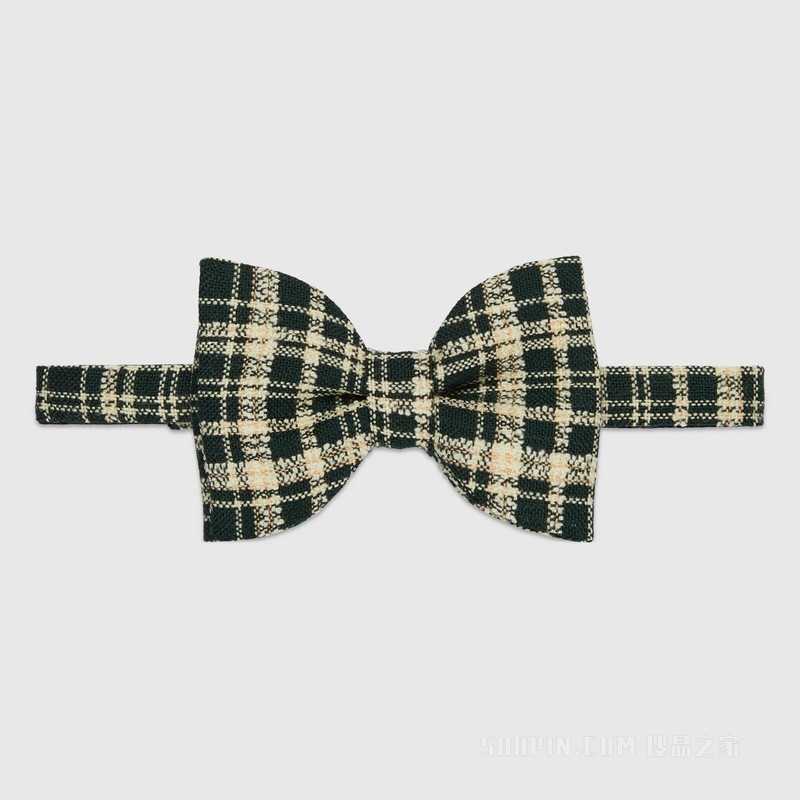 Gucci HA HA HA特别系列格纹领结 绿色和象牙白色