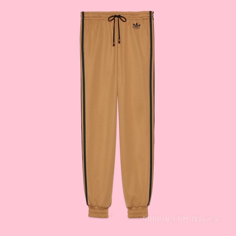 adidas x Gucci联名系列针织慢跑长裤 棕色