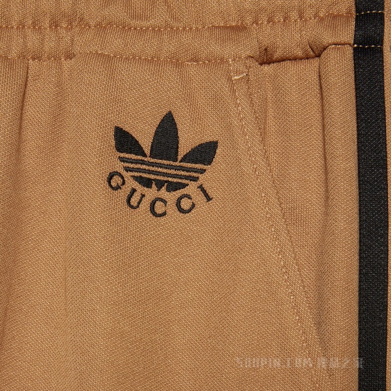 adidas x Gucci联名系列针织慢跑长裤 棕色