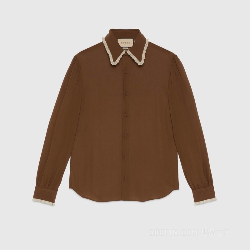 Gucci HA HA HA特别系列真丝衬衫 棕色