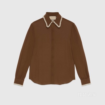 Gucci HA HA HA特别系列真丝衬衫 棕色