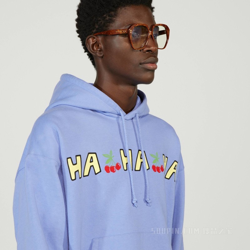 Gucci HA HA HA特别系列樱桃卫衣 浅紫色