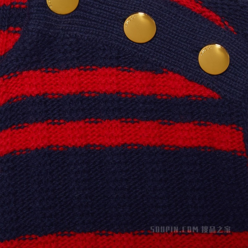 Gucci HA HA HA特别系列条纹羊毛毛衣 蓝色和红色