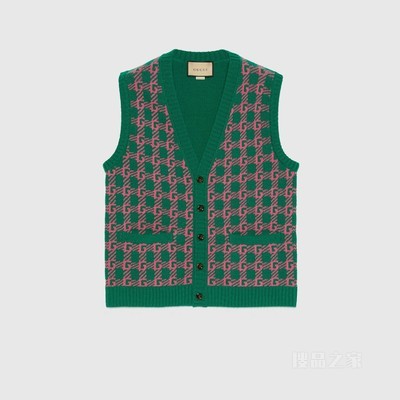Gucci HA HA HA特别系列方形G马甲 绿色和粉色