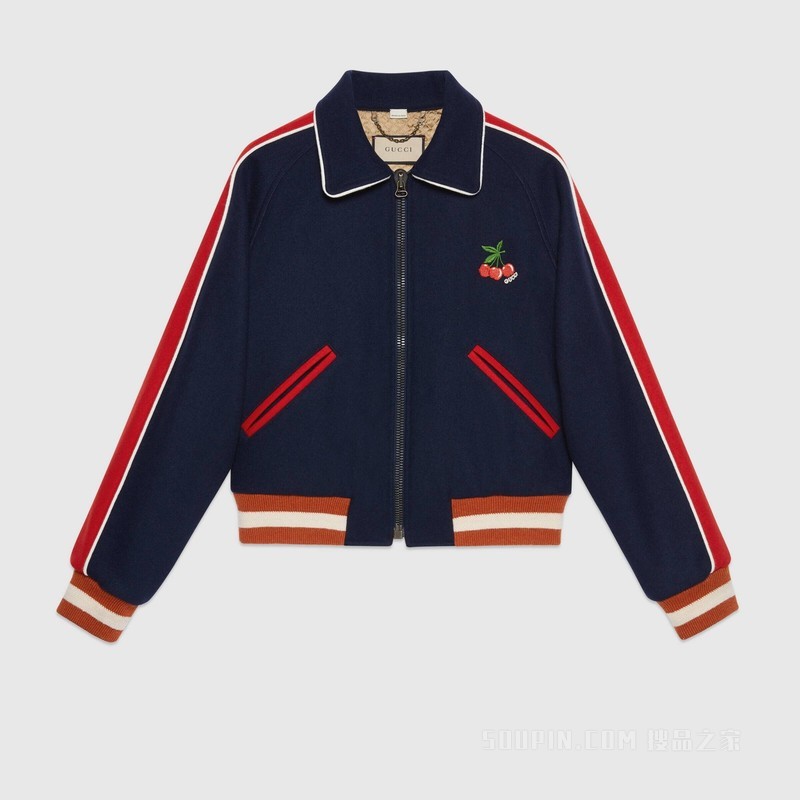 Gucci HA HA HA特别系列飞行员夹克 海军蓝