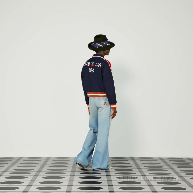 Gucci HA HA HA特别系列飞行员夹克 海军蓝