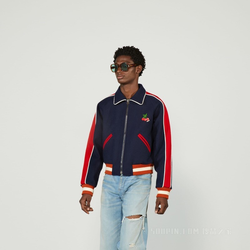 Gucci HA HA HA特别系列飞行员夹克 海军蓝
