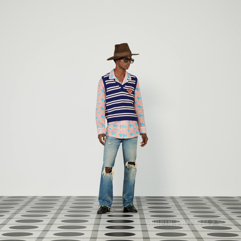 Gucci HA HA HA特别系列石磨水洗牛仔裤 蓝色