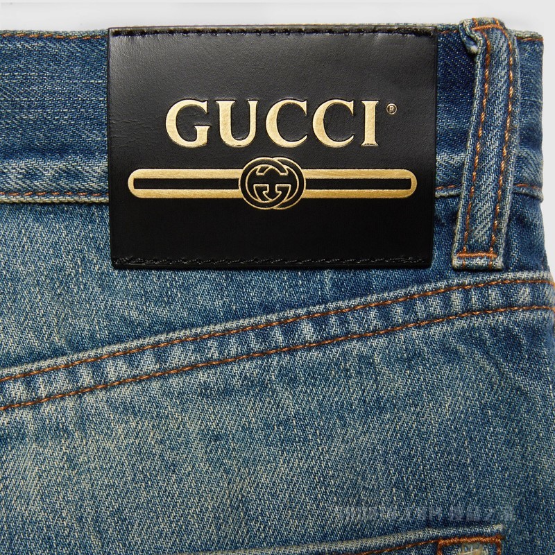 Gucci HA HA HA特别系列石磨水洗牛仔裤 蓝色