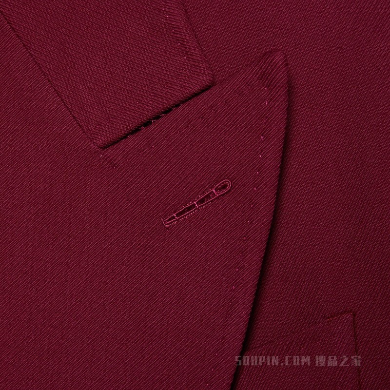 Gucci HA HA HA特别系列斜纹细羊毛夹克 酒红色