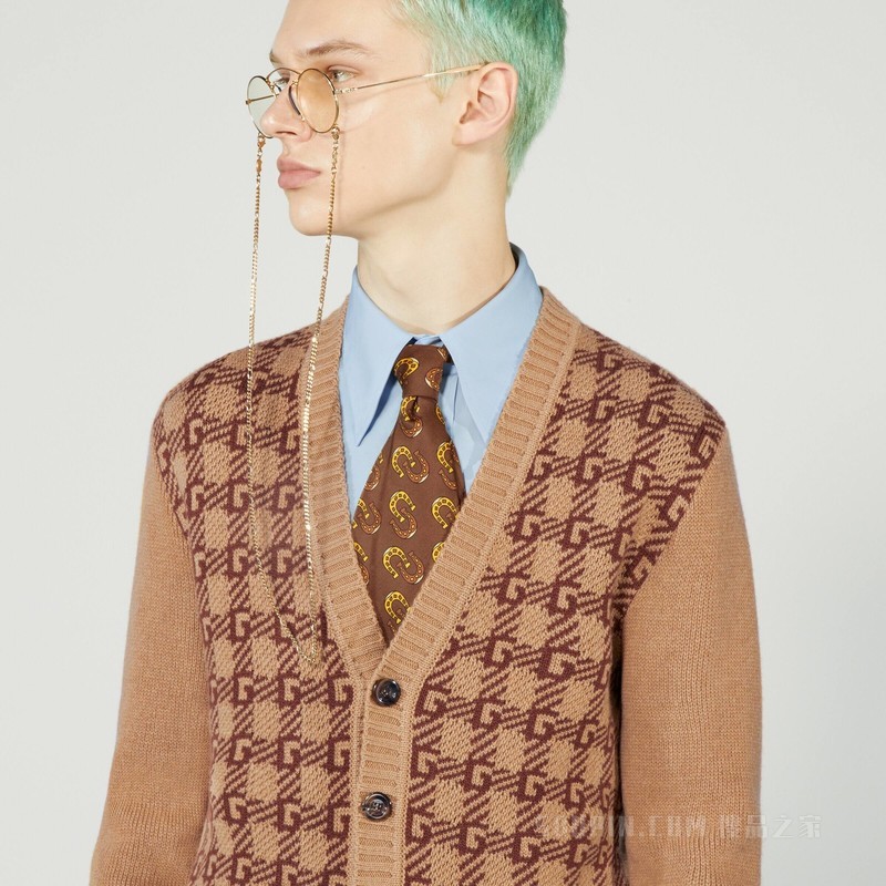 Gucci HA HA HA特别系列方形G开衫 驼色和棕色
