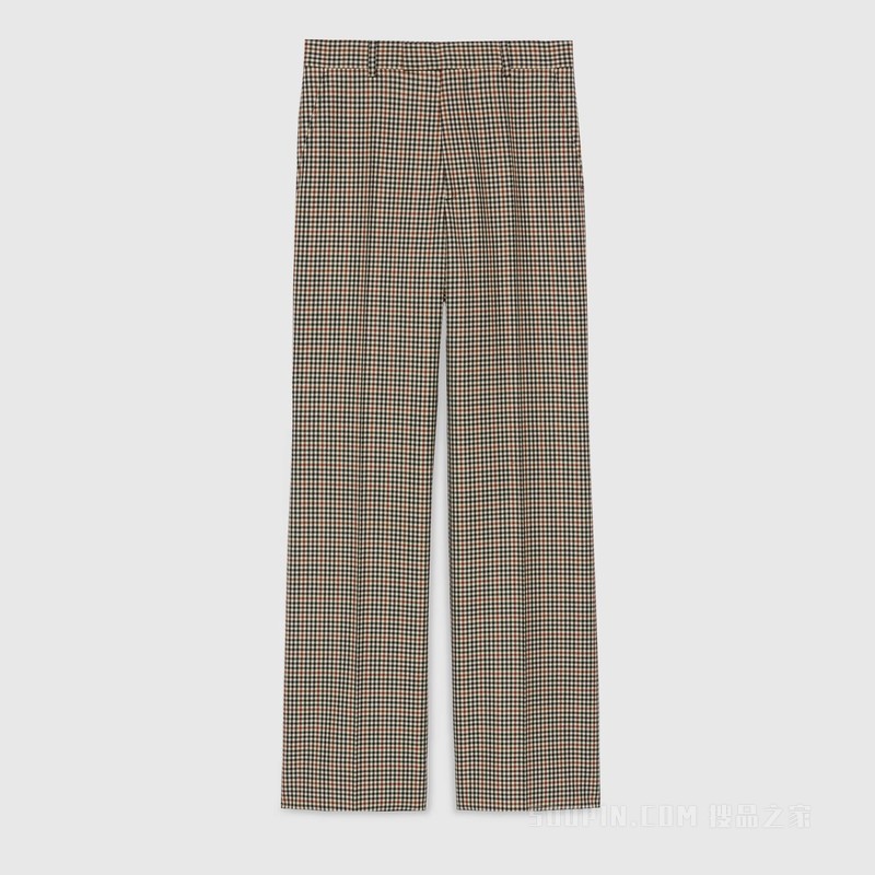 Gucci HA HA HA特别系列小格纹裤子 白色、黑色和红色