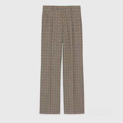 Gucci HA HA HA特别系列小格纹裤子 白色、黑色和红色