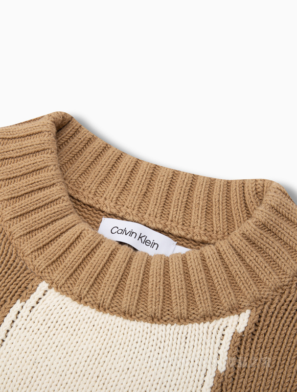 【简约系列】Calvin Klein 22秋冬男女情侣中性醒目提花针织衫40JM331