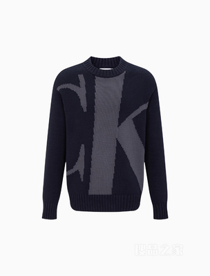 【简约系列】Calvin Klein 22秋冬男女情侣中性醒目提花针织衫40JM331