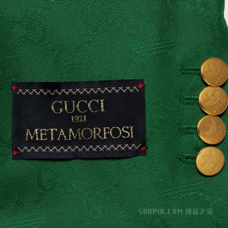 adidas x Gucci联名系列提花正装夹克 绿色