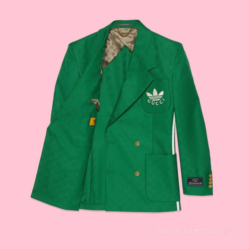 adidas x Gucci联名系列提花正装夹克 绿色