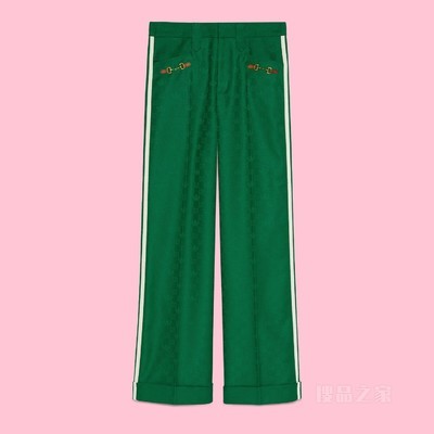 adidas x Gucci联名系列饰马衔扣提花长裤 绿色