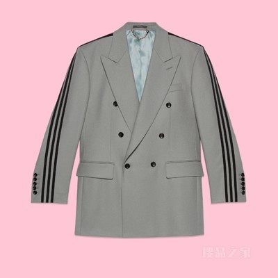 adidas x Gucci联名系列羊毛正装夹克 灰色