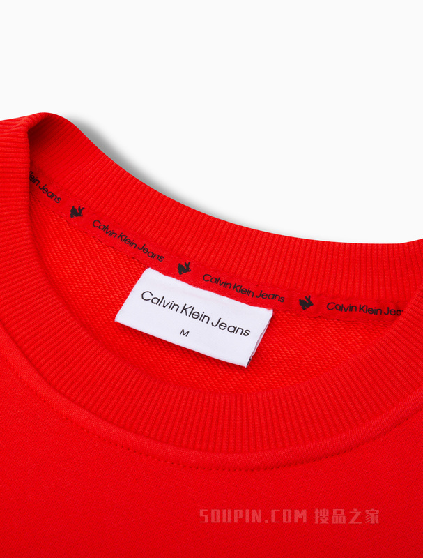【兔年限定】Calvin Klein 23春男女情侣中性纯棉刺绣圆领卫衣J400228
