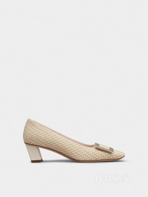 Belle Vivier 金属扣织物高跟鞋 米黄色
