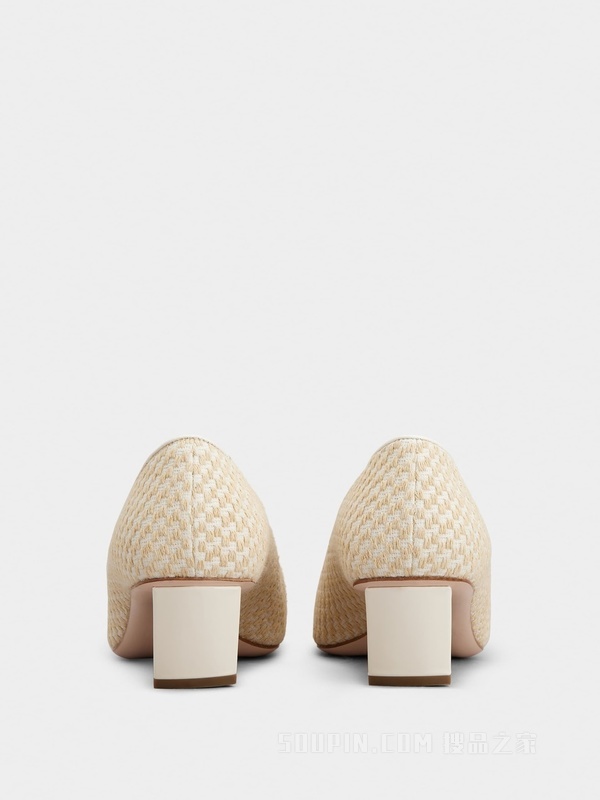 Belle Vivier 金属扣织物高跟鞋 米黄色