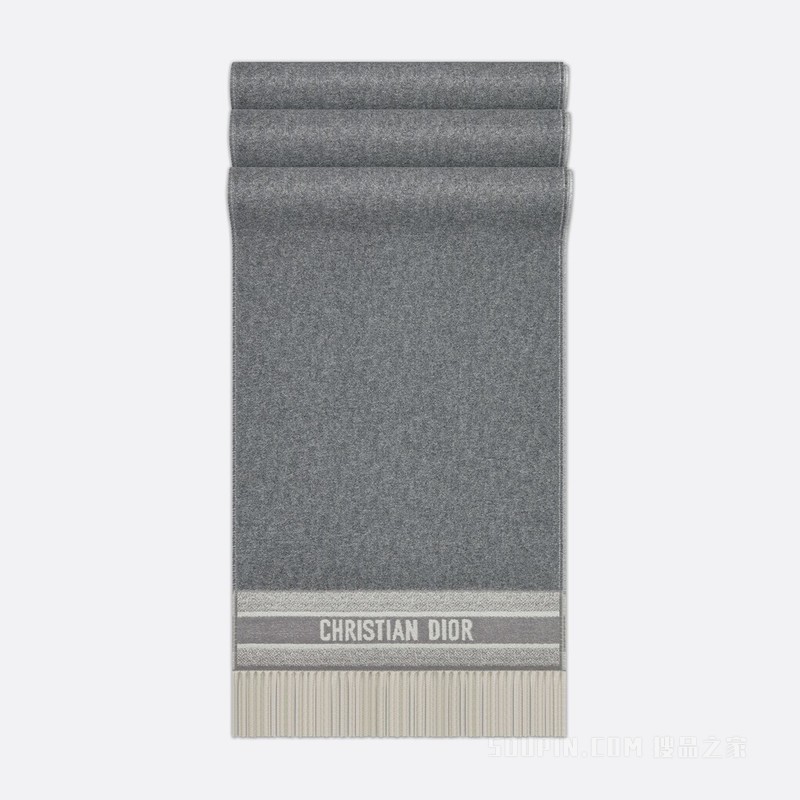 围巾 灰色山羊绒 Oblique 印花