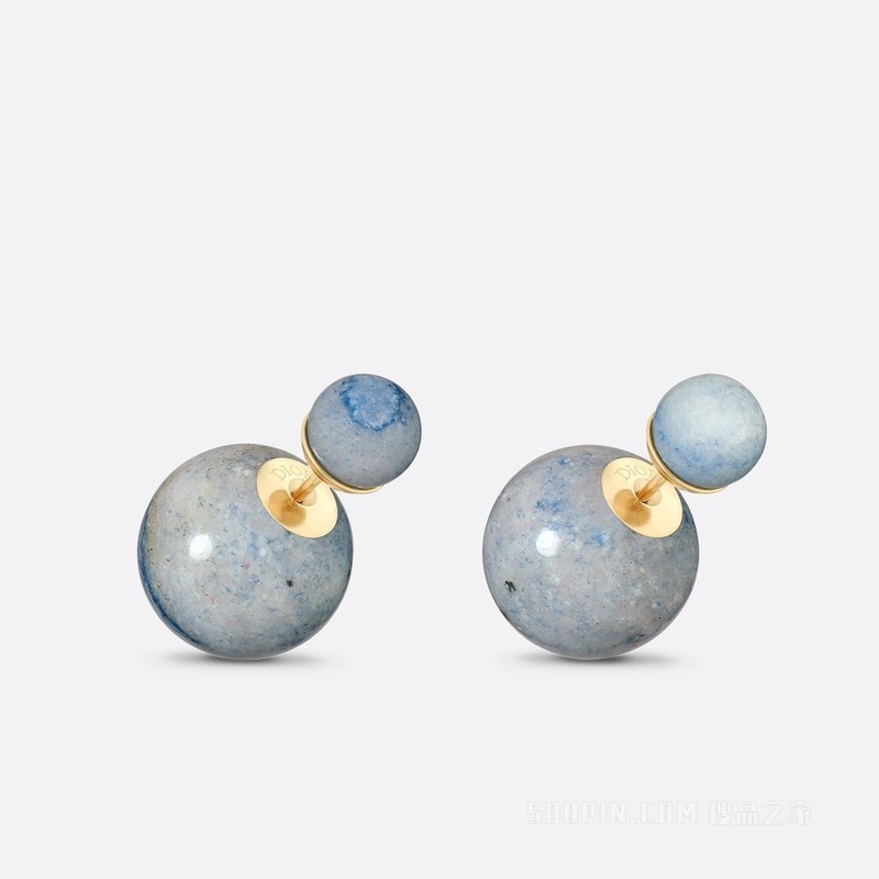 Dior Tribales 耳环 金色饰面金属和蓝色石饰