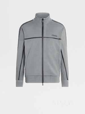 麻灰色 Techmerino™ 全拉链夹克