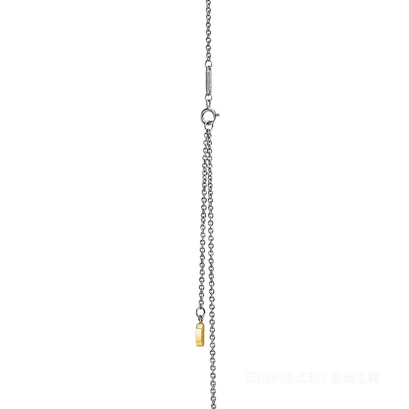 Tiffany Edge 系列铂金与 18K 黄金镶钻圈形项链，大号