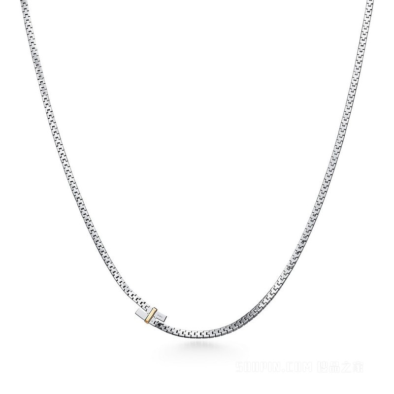 Tiffany Edge 系列铂金与 18K 黄金镶钻环绕式项链