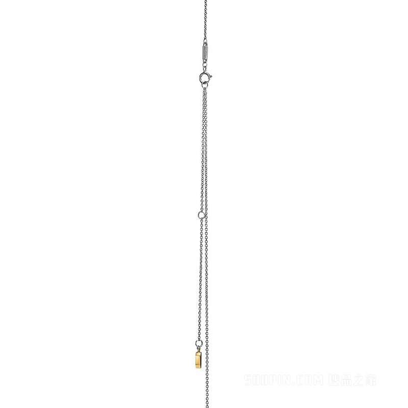 Tiffany Edge 系列铂金与 18K 黄金镶钻圈形项链，小号