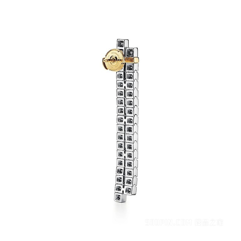 Tiffany Edge 系列铂金与 18K 黄金镶钻耳坠