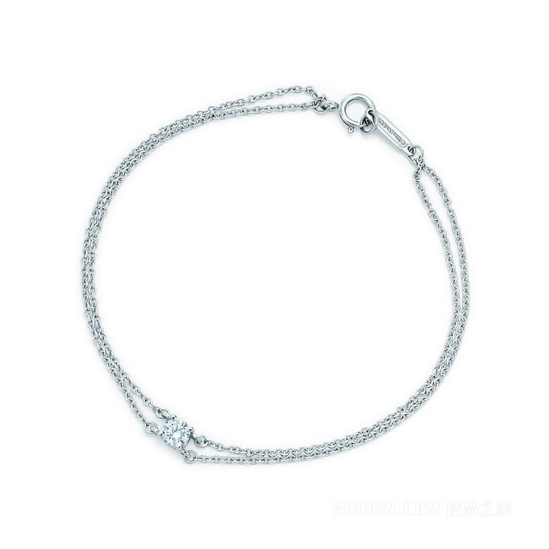 Tiffany Solitaire 铂金镶嵌单钻手链。