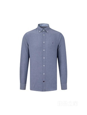 23新款早春男装纯棉商务休闲绣标尖角扣翻领长袖衬衫29143