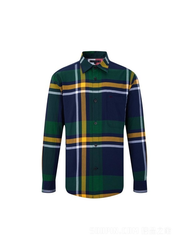 23新款早春男装纯棉休闲拼色翻领透气长袖衬衫MW0MW29195