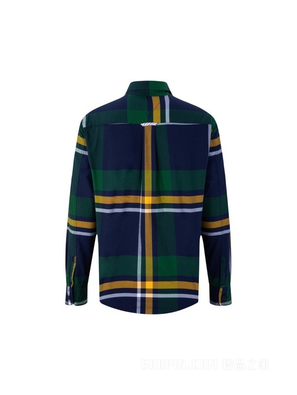 23新款早春男装纯棉休闲拼色翻领透气长袖衬衫MW0MW29195