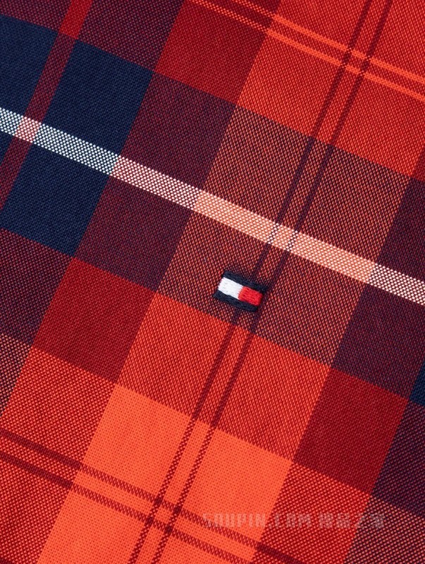 23新款早春男装纯棉休闲拼色格纹尖角扣长袖衬衫MW0MW29185