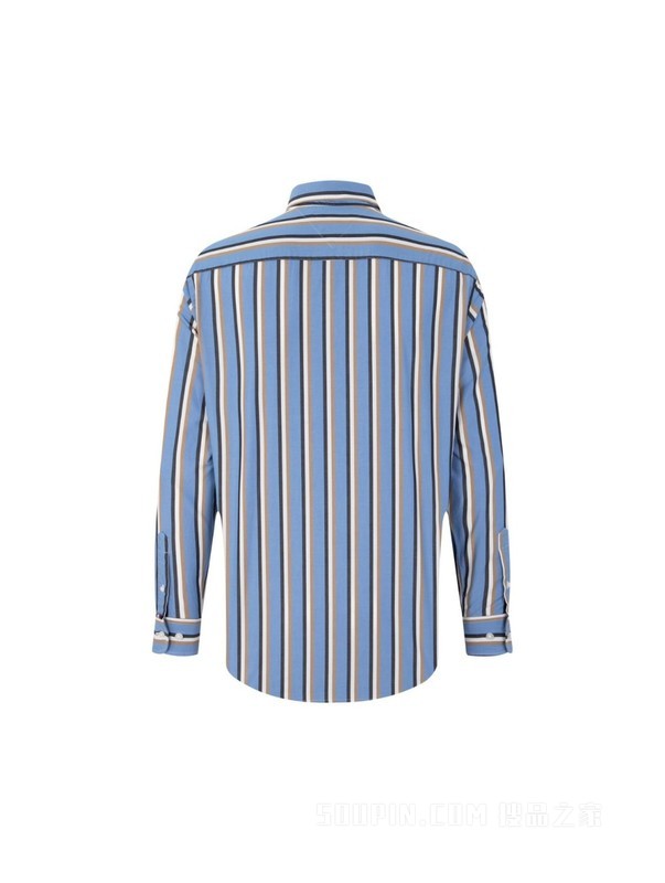 23新款早春男装纯棉时尚休闲条纹尖角扣长袖衬衫MW0MW29111