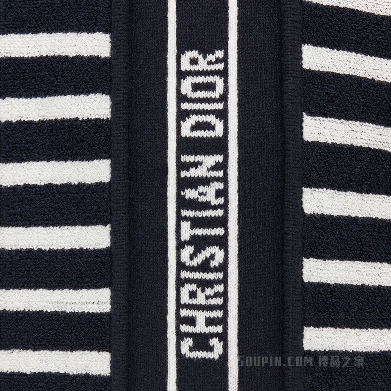 Dior Chez Moi 短裤 海军蓝色和白色棉质混纺科技针织面料条纹图案